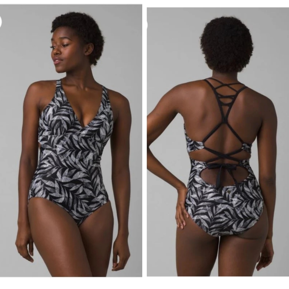 Prana Black and White One Piece Swimsuit